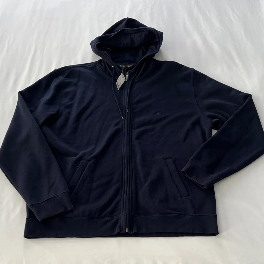 NWT Brooks Brothers 100% Supima Cotton Navy Blue Zip Up Hoodie